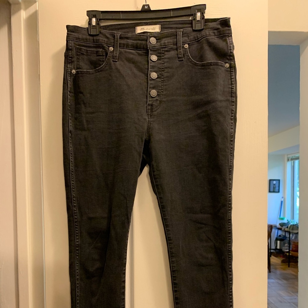 Madewell 10” high rise skinny black jeans, 30p